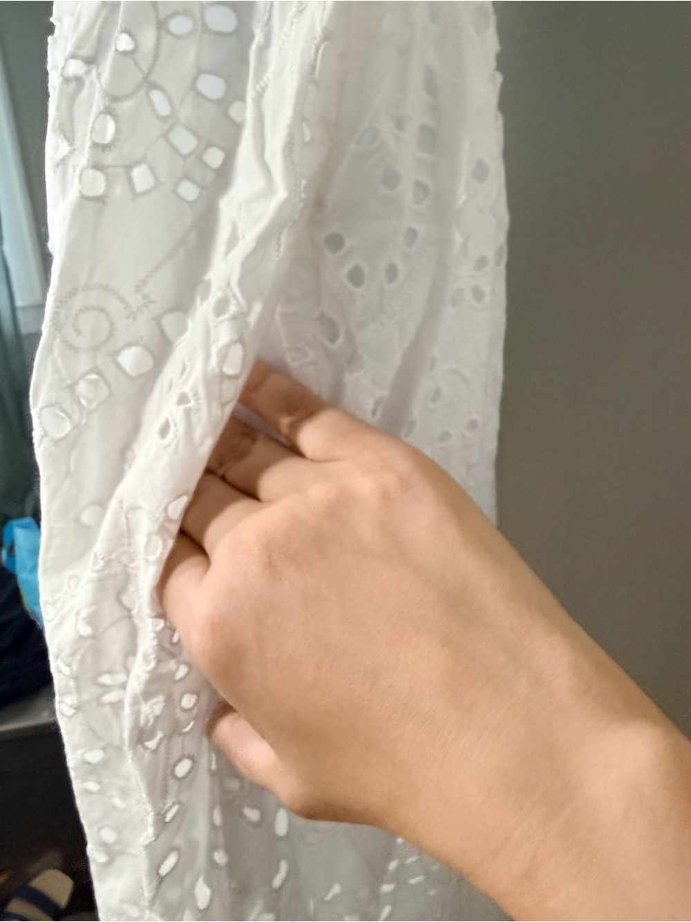Sleeveless White Eyelet Midi Dress with Fitted Waist. - Picture 3 of 4